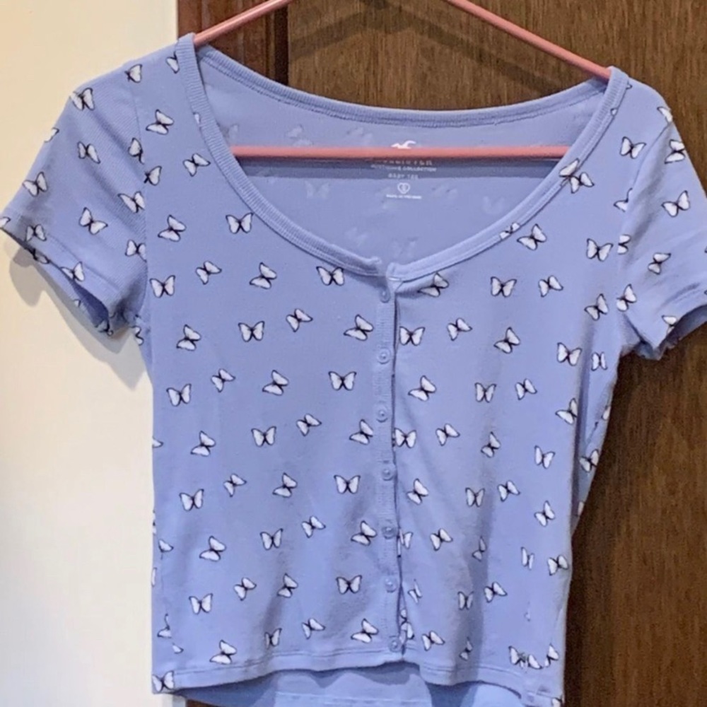 Hollister Lavender Butterfly Crop Top